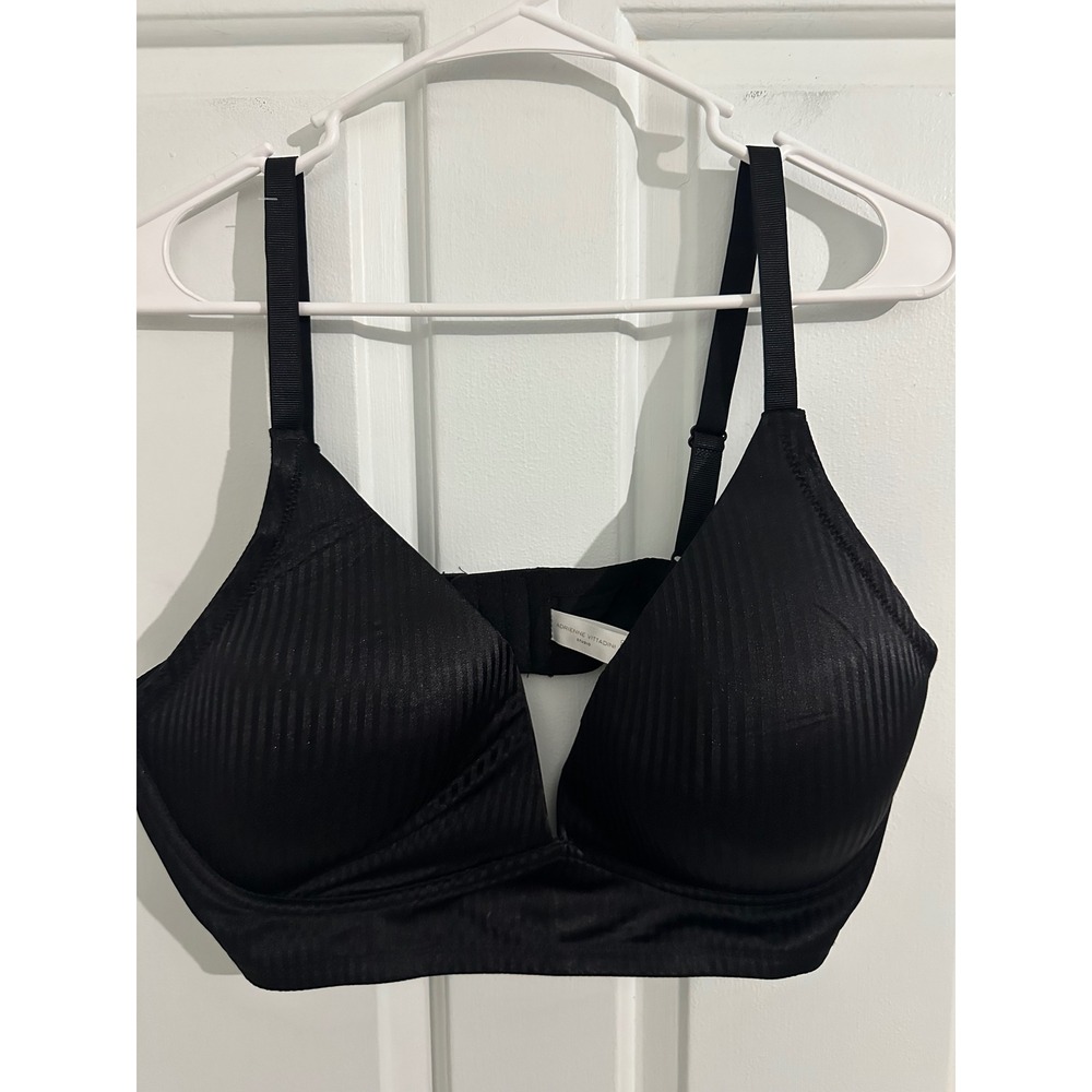 Adrienne Vittadini Studio Black Ribbed Full Coverage Bra Plus Size 42D‎ Wireless